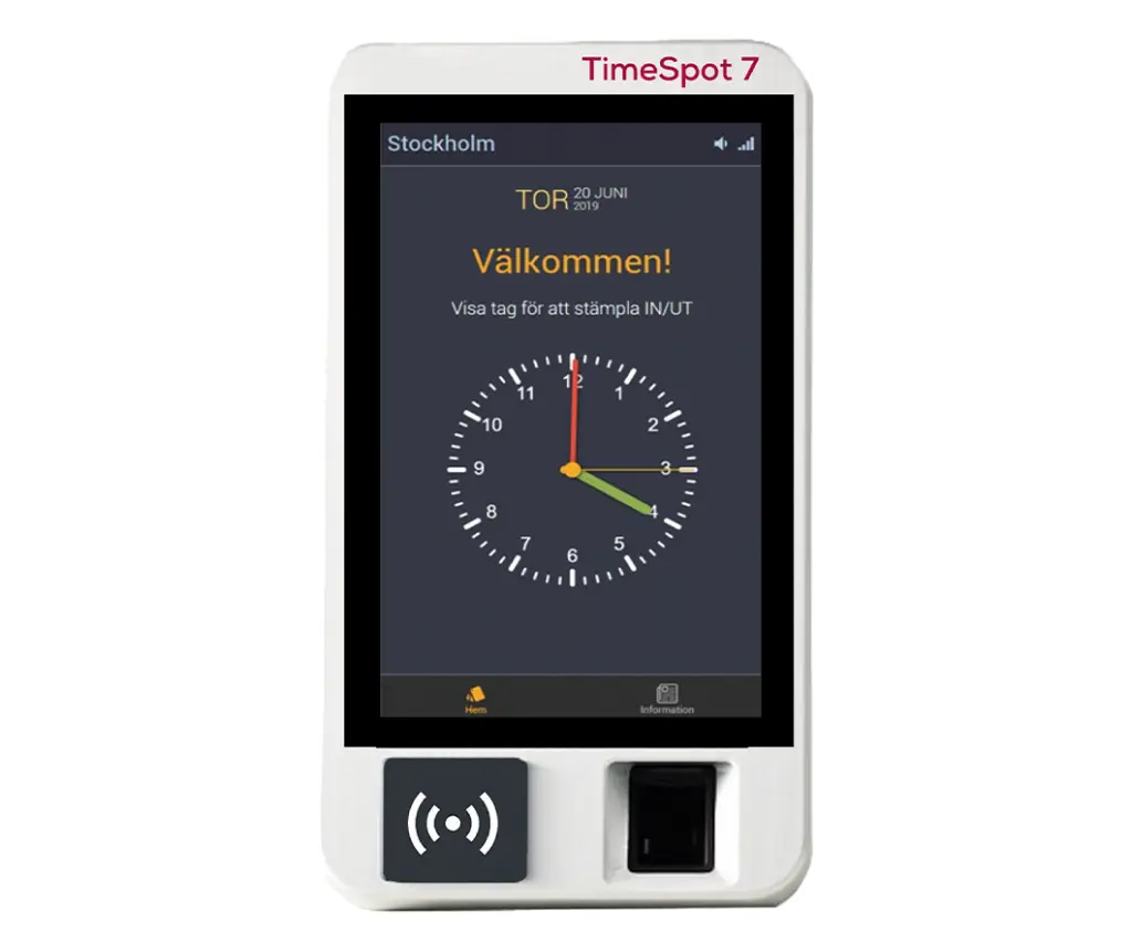 Stämpelklockan / tidterminalen TimeSpot 7
