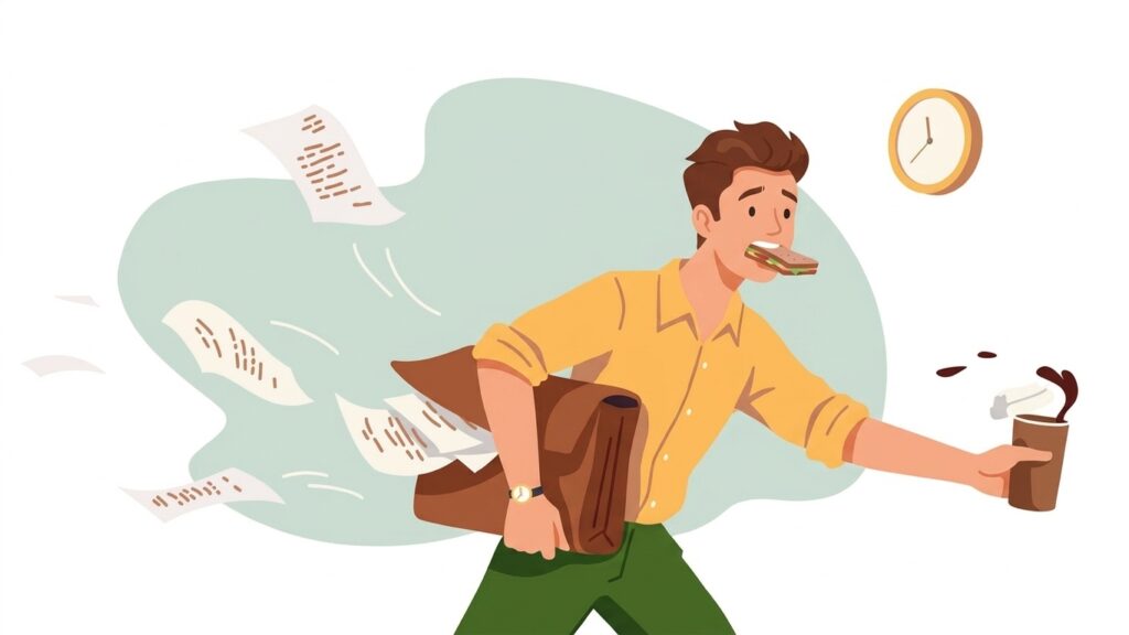 A man late for work